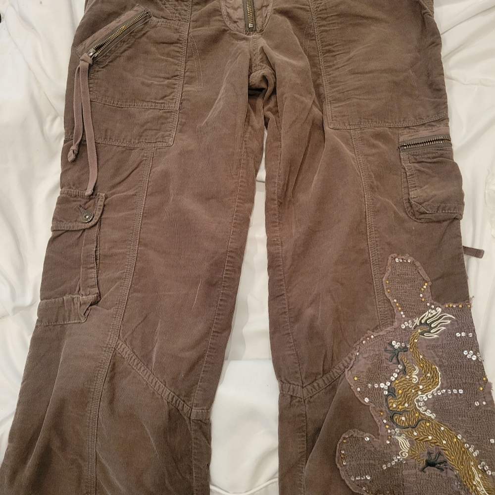 Castro low rise cordoroys, army green, size 8